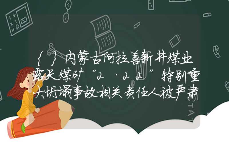 {}内蒙古阿拉善新井煤业露天煤矿“2·22”特别重大坍塌事故相关责任人被严肃查处