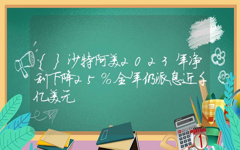 {}沙特阿美2023年净利下降25%全年仍派息近千亿美元