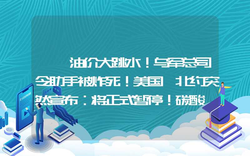 {}油价大跳水！乌军总司令助手被炸死！美国、北约突然宣布：将正式暂停！碳酸锂期货创上市以来最低