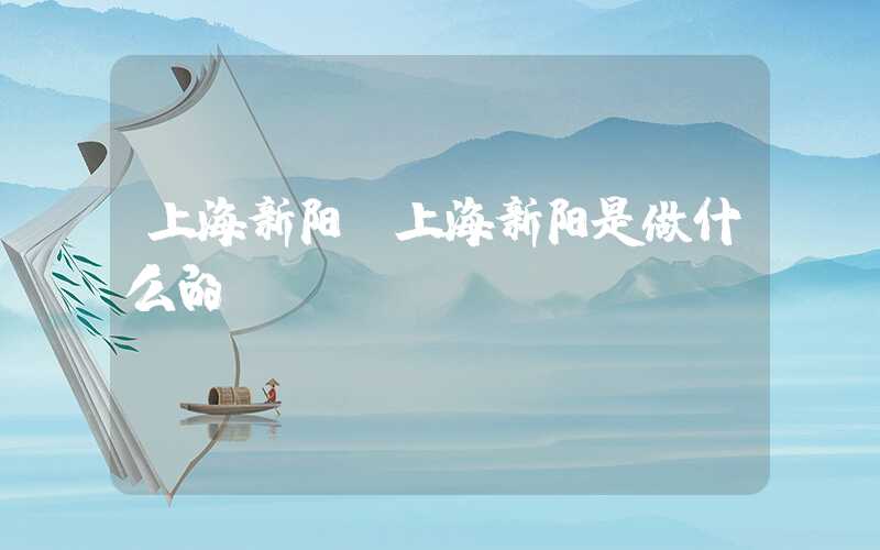 上海新阳（上海新阳是做什么的）