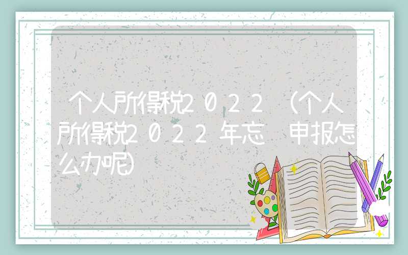 个人所得税2022（个人所得税2022年忘记申报怎么办呢）