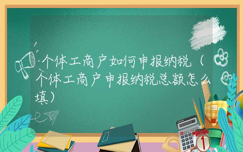 个体工商户如何申报纳税（个体工商户申报纳税总额怎么填）