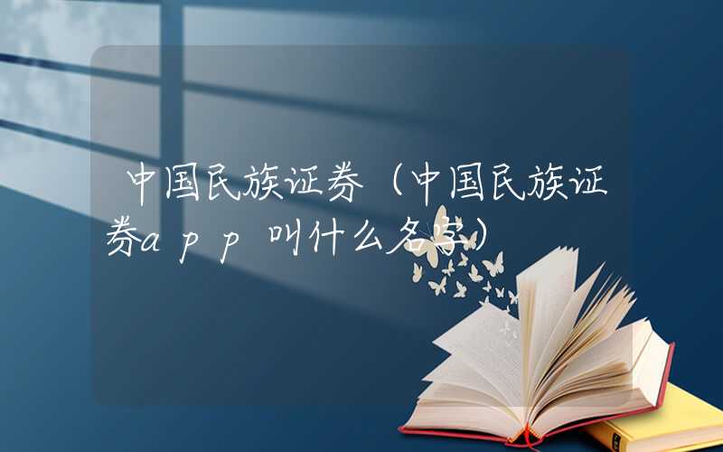 中国民族证券（中国民族证券app叫什么名字）