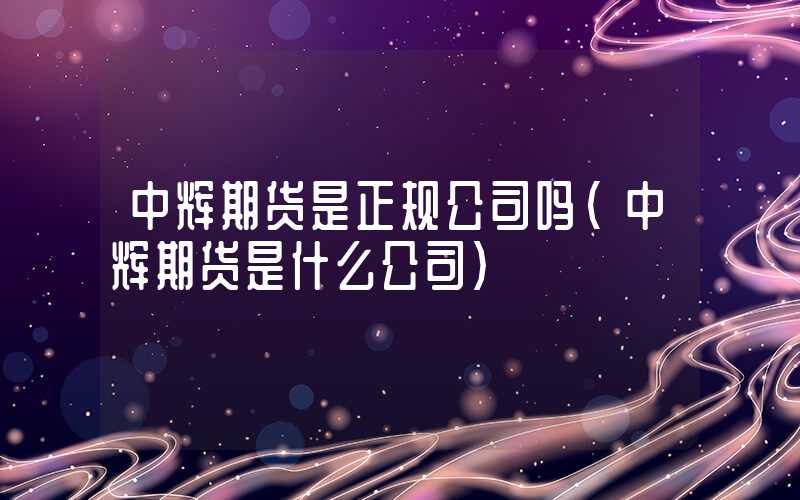 中辉期货是正规公司吗（中辉期货是什么公司）