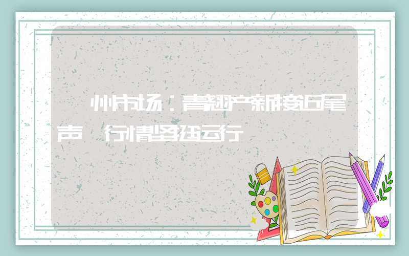 亳州市场：青翘产新接近尾声 行情坚挺运行