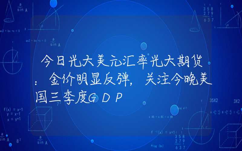 今日光大美元汇率光大期货：金价明显反弹，关注今晚美国三季度GDP