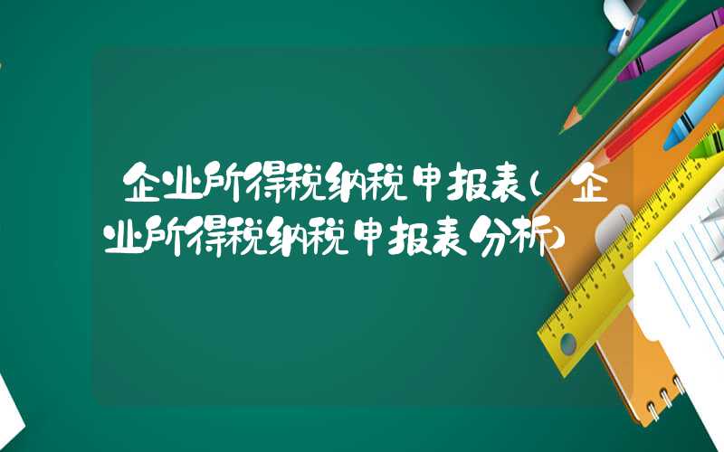 企业所得税纳税申报表（企业所得税纳税申报表分析）