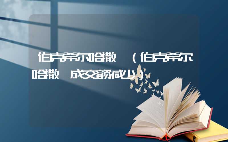 伯克希尔哈撒韦（伯克希尔哈撒韦成交额减少）