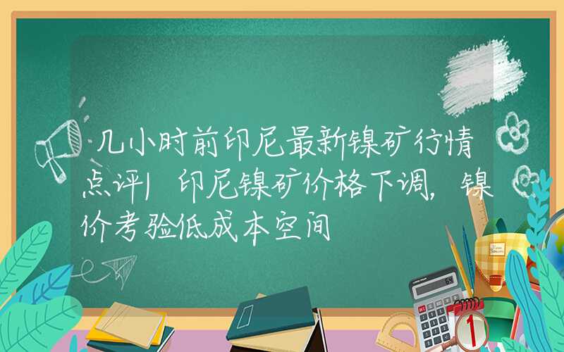 几小时前印尼最新镍矿行情点评|印尼镍矿价格下调，镍价考验低成本空间