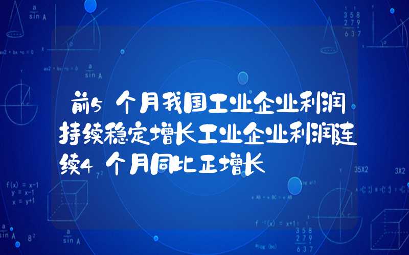 前5个月我国工业企业利润持续稳定增长工业企业利润连续4个月同比正增长