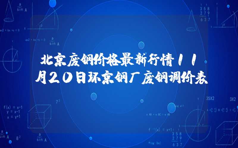 北京废钢价格最新行情11月20日环京钢厂废钢调价表