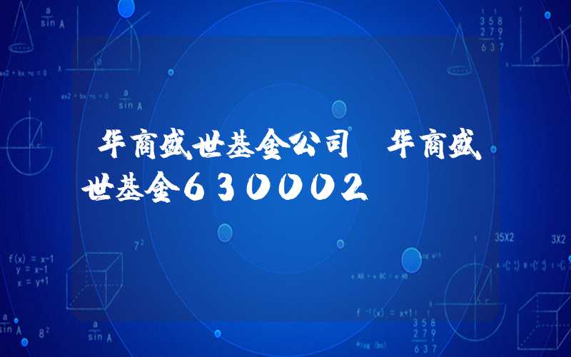 华商盛世基金公司（华商盛世基金630002）