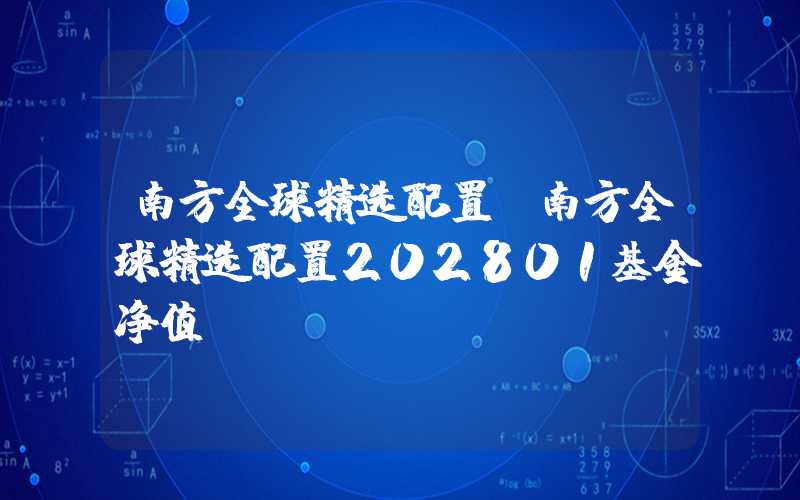 南方全球精选配置（南方全球精选配置202801基金净值）