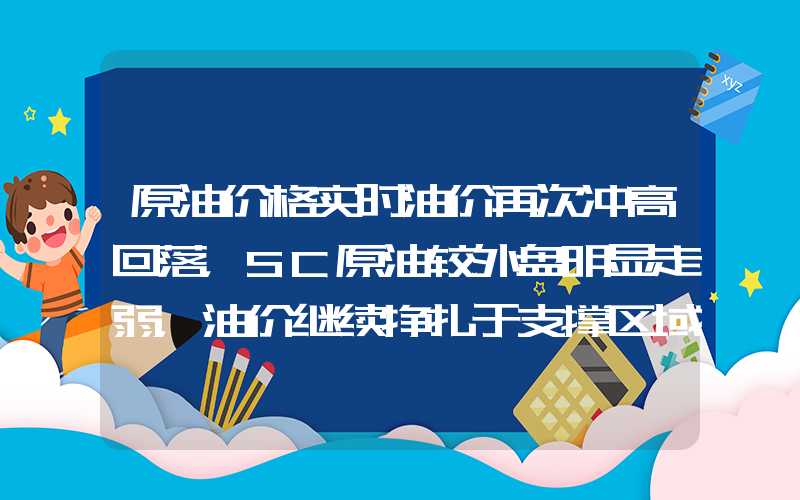 原油价格实时油价再次冲高回落，SC原油较外盘明显走弱，油价继续挣扎于支撑区域