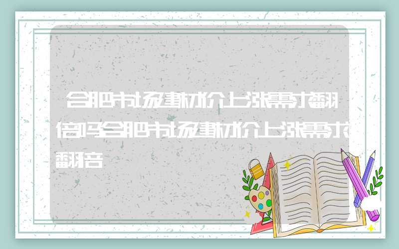 合肥市场建材价上涨需求翻倍吗合肥市场建材价上涨需求翻倍