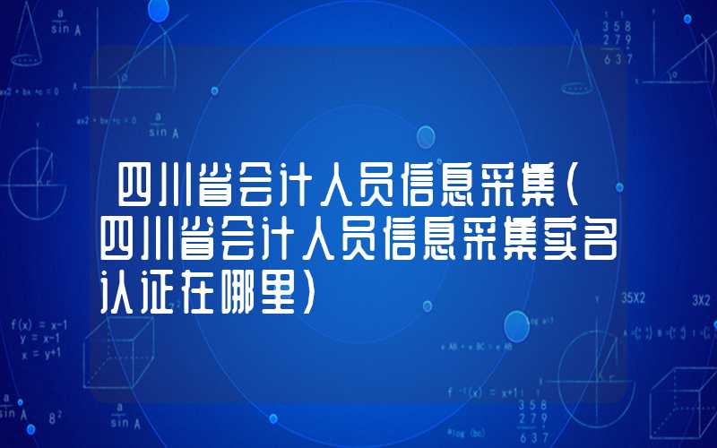 四川省会计人员信息采集（四川省会计人员信息采集实名认证在哪里）