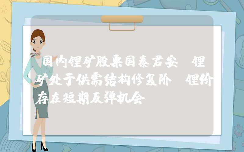 国内锂矿股票国泰君安：锂矿处于供需结构修复阶段锂价存在短期反弹机会