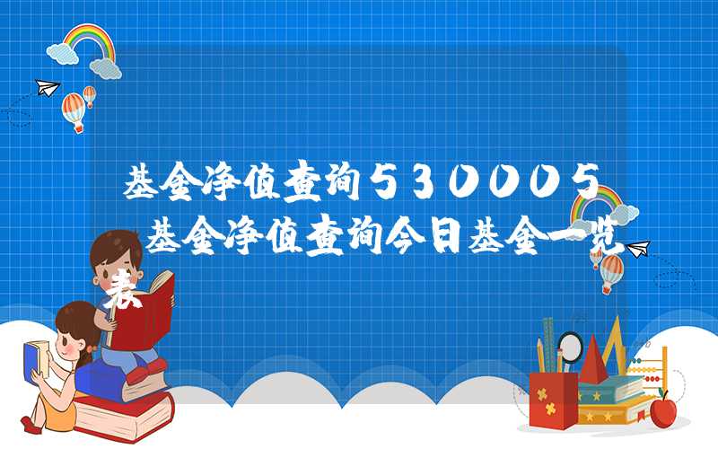 基金净值查询530005（基金净值查询今日基金一览表）