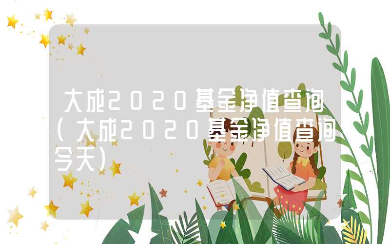 大成2020基金净值查询（大成2020基金净值查询今天）