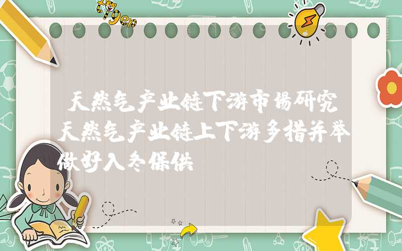 天然气产业链下游市场研究天然气产业链上下游多措并举做好入冬保供