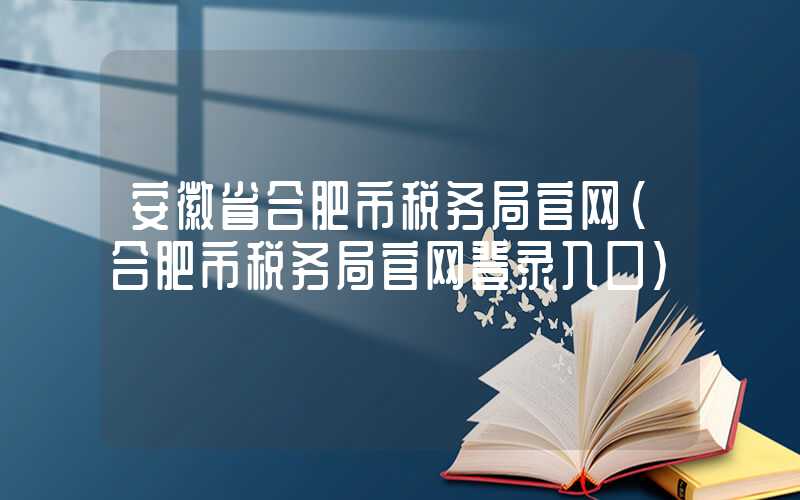 安徽省合肥市税务局官网（合肥市税务局官网登录入口）