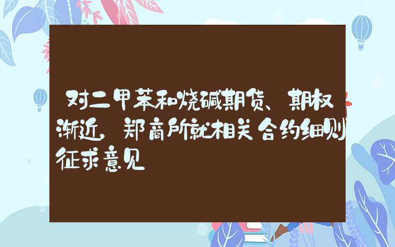 对二甲苯和烧碱期货、期权渐近，郑商所就相关合约细则征求意见