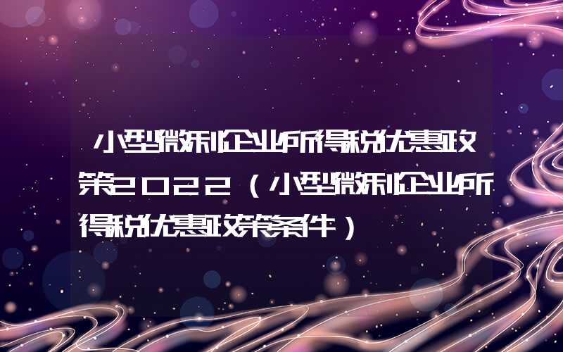 小型微利企业所得税优惠政策2022（小型微利企业所得税优惠政策条件）