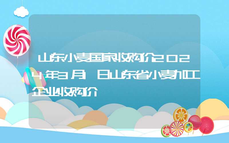 山东小麦国家收购价2024年3月1日山东省小麦加工企业收购价