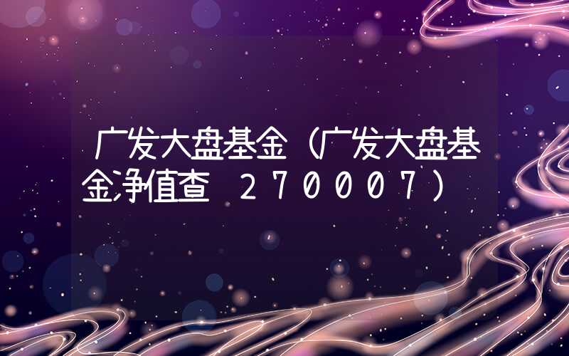 广发大盘基金（广发大盘基金净值查询270007）