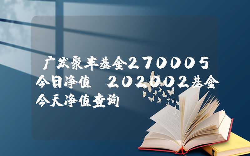 广发聚丰基金270005今日净值（202002基金今天净值查询）