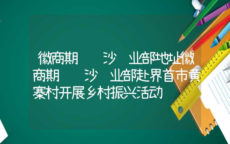 徽商期货长沙营业部地址徽商期货长沙营业部赴界首市黄寨村开展乡村振兴活动