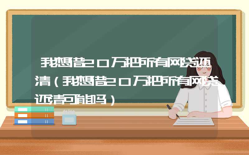 我想借20万把所有网贷还清（我想借20万把所有网贷还清可能吗）