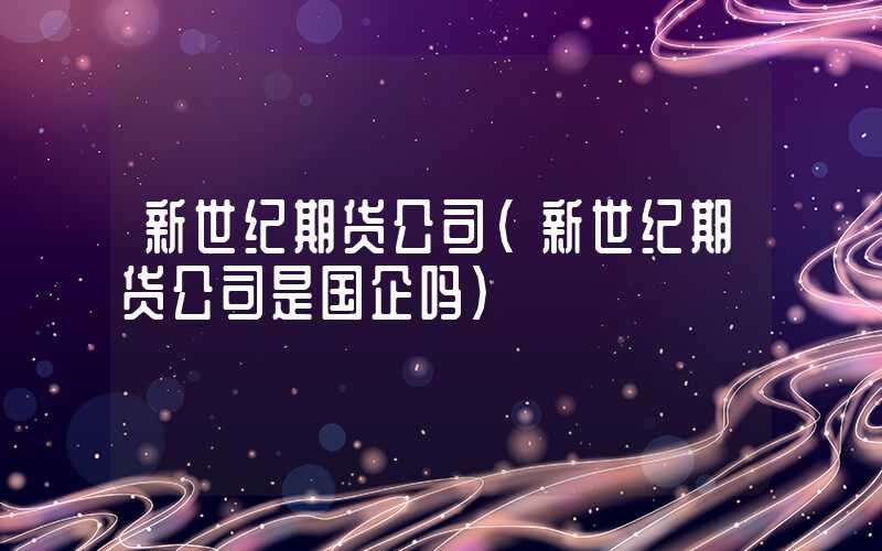 新世纪期货公司（新世纪期货公司是国企吗）