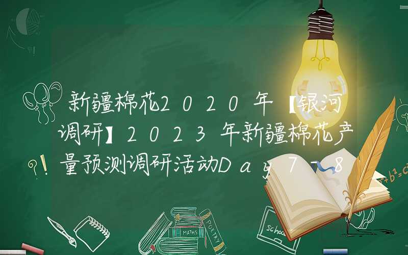 新疆棉花2020年【银河调研】2023年新疆棉花产量预测调研活动Day7-8