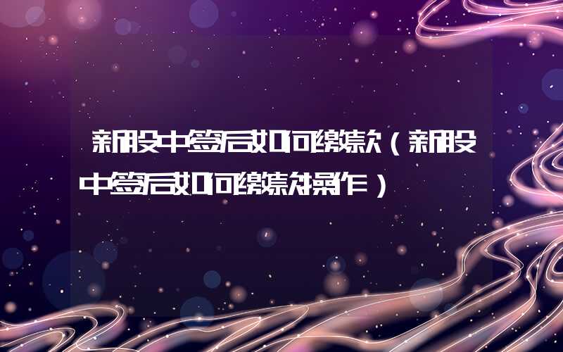 新股中签后如何缴款（新股中签后如何缴款操作）