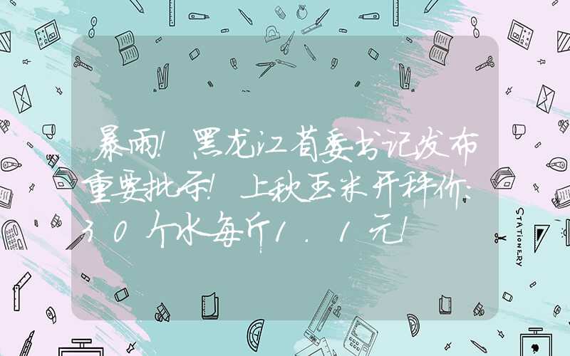 暴雨！黑龙江省委书记发布重要批示！上秋玉米开秤价：30个水每斤1.1元！