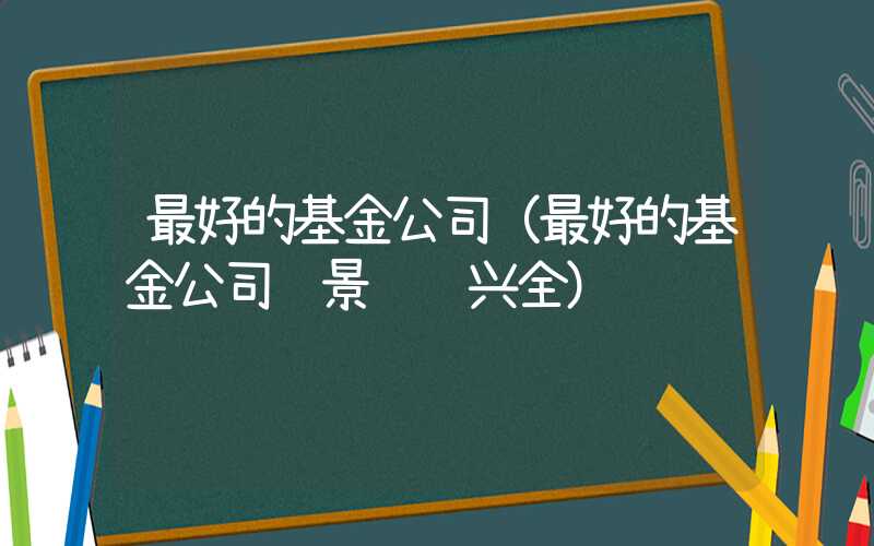 最好的基金公司（最好的基金公司 景顺 兴全）