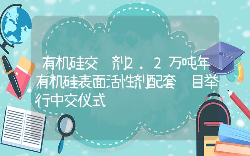 有机硅交联剂2.2万吨年有机硅表面活性剂配套项目举行中交仪式