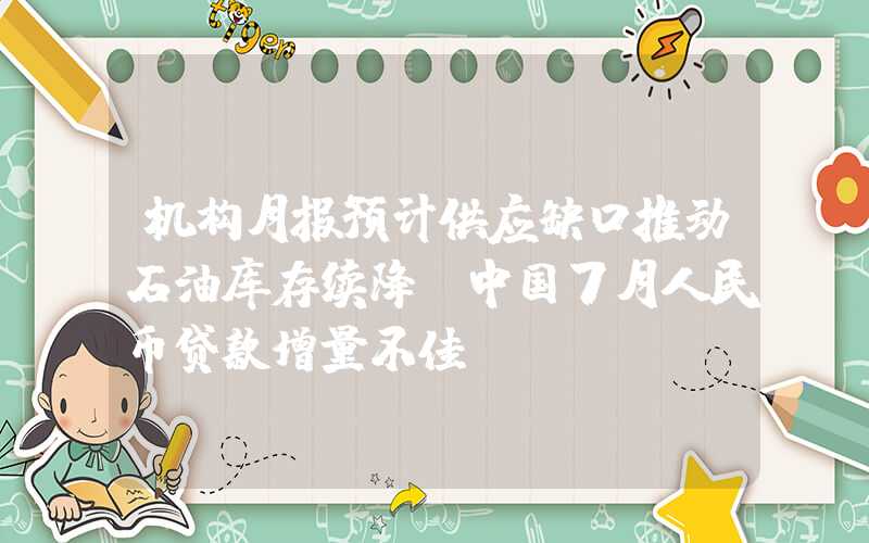 机构月报预计供应缺口推动石油库存续降，中国7月人民币贷款增量不佳