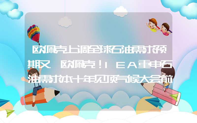 欧佩克上调全球石油需求预期又怼欧佩克！IEA重申石油需求本十年见顶气候大会前矛盾持续爆发