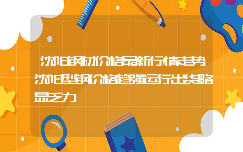 沈阳钢材价格最新行情走势沈阳型钢价格趋强运行出货略显乏力