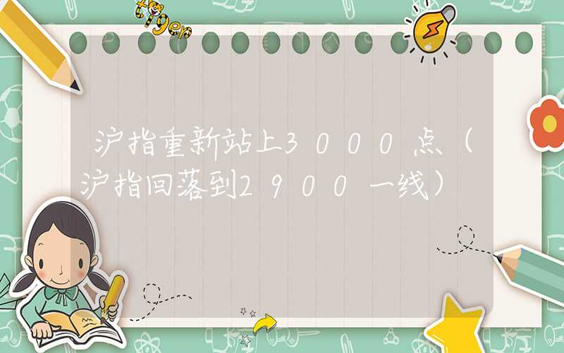 沪指重新站上3000点（沪指回落到2900一线）