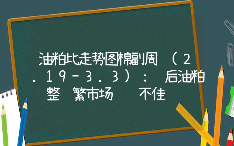 油粕比走势图棉副周评(2.19-3.3)：节后油粕调整频繁市场购销不佳