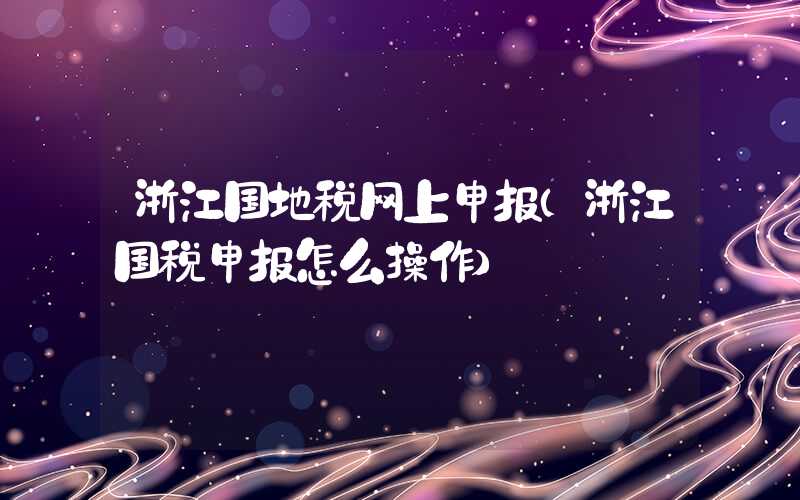 浙江国地税网上申报（浙江国税申报怎么操作）