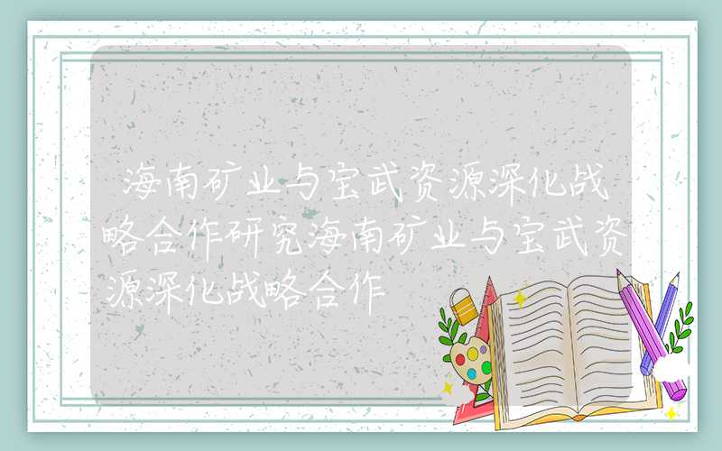 海南矿业与宝武资源深化战略合作研究海南矿业与宝武资源深化战略合作