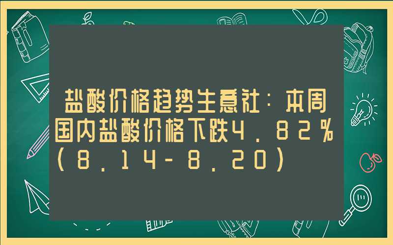 盐酸价格趋势生意社：本周国内盐酸价格下跌4.82%（8.14-8.20）