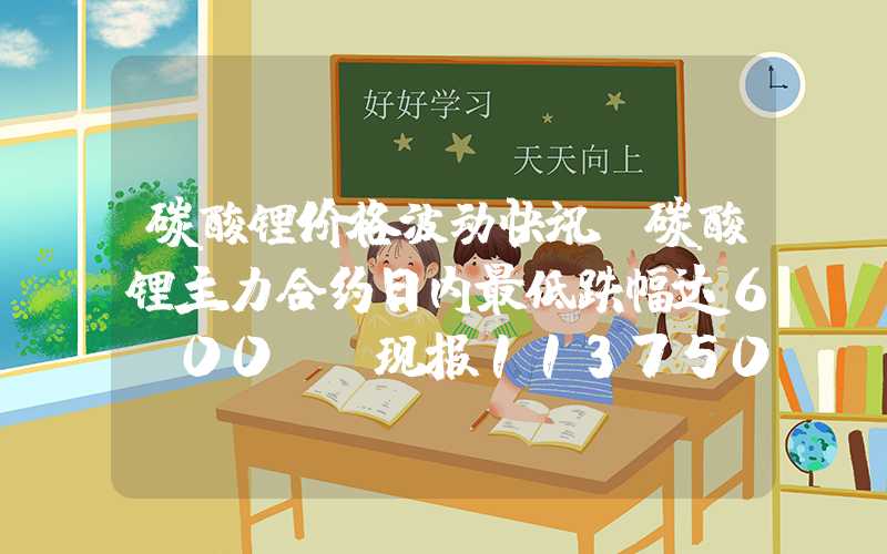 碳酸锂价格波动快讯：碳酸锂主力合约日内最低跌幅达6.00%，现报113750元吨