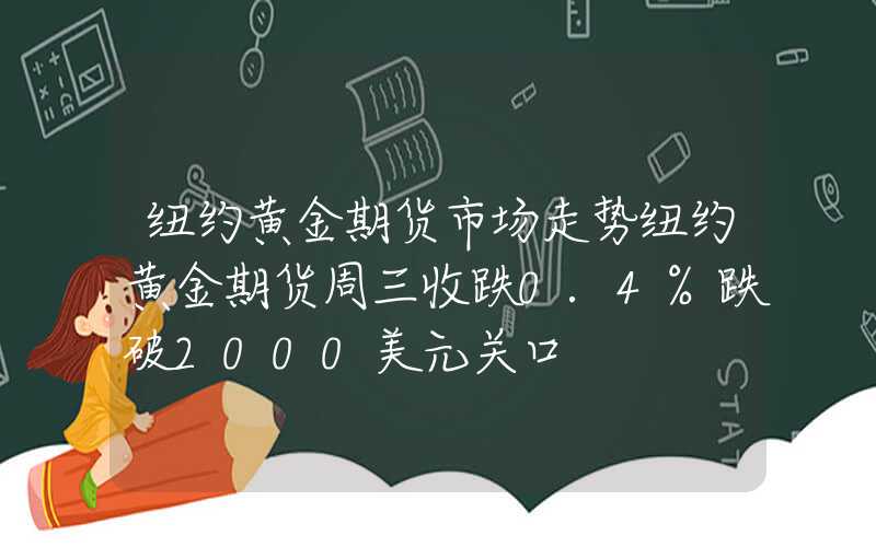 纽约黄金期货市场走势纽约黄金期货周三收跌0.4%跌破2000美元关口