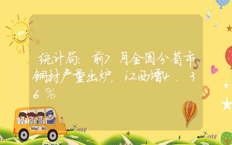 统计局：前7月全国分省市铜材产量出炉，江西增4.36%