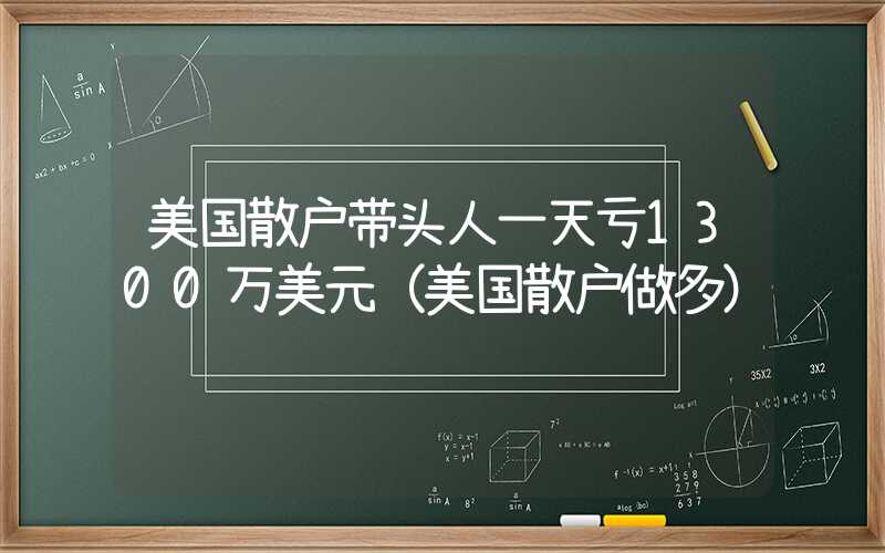 美国散户带头人一天亏1300万美元（美国散户做多）